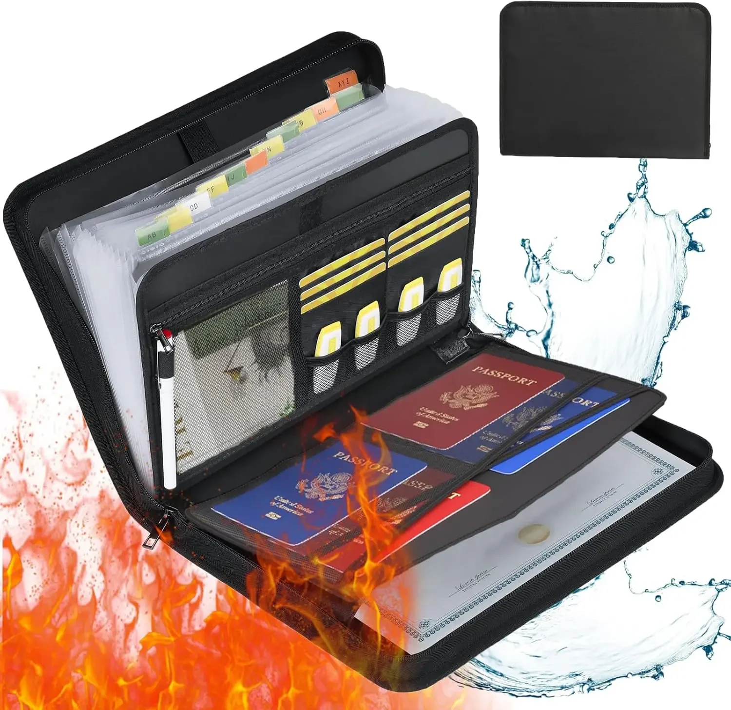 Expandable Accordion File Folder 13 Pockets - Feuerfester, wasserdichter, erweiterbarer Aktenordner mit 13