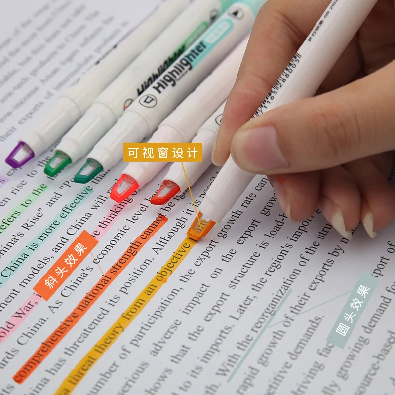Pastel Highlighter Set Double Ended - 6 Farben/Set einzigartige Fensters pitze Text