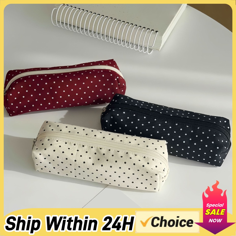 Niedliches Polka-Dot-Federmäpp – Aesthetic Large Pencil Case Pouch Bewertung und Preis