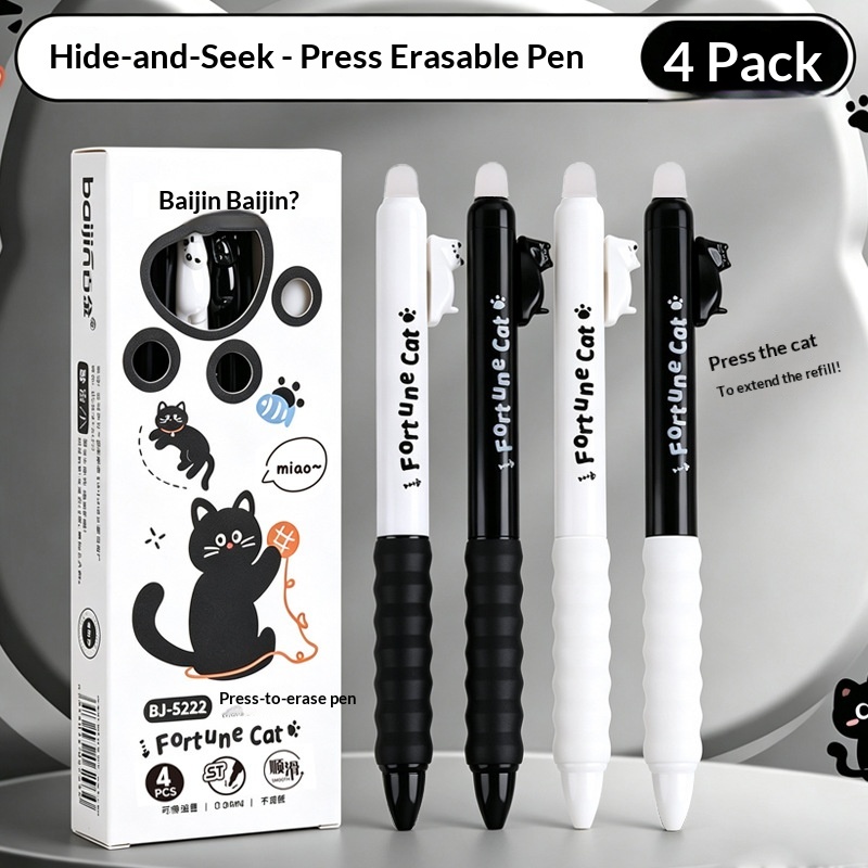 4 Stück Niedliche Katzen-Gelst – Retractable Eraser Pen Click Bewertung und Preis